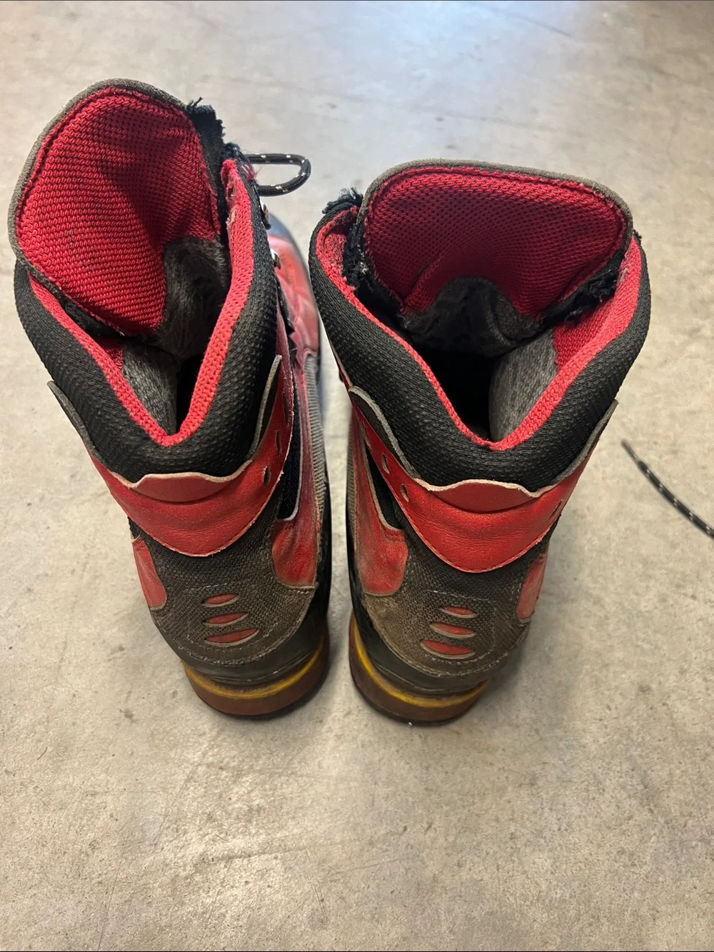 La Sportiva Red and Black Mountaineering Boots
